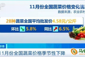 11月全國蔬菜價格季節(jié)性下降 ()